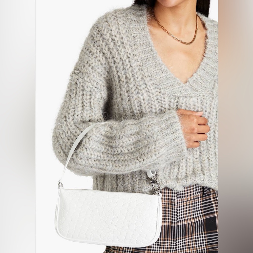 By Far Rachel White Croco Embossed Leather Bag